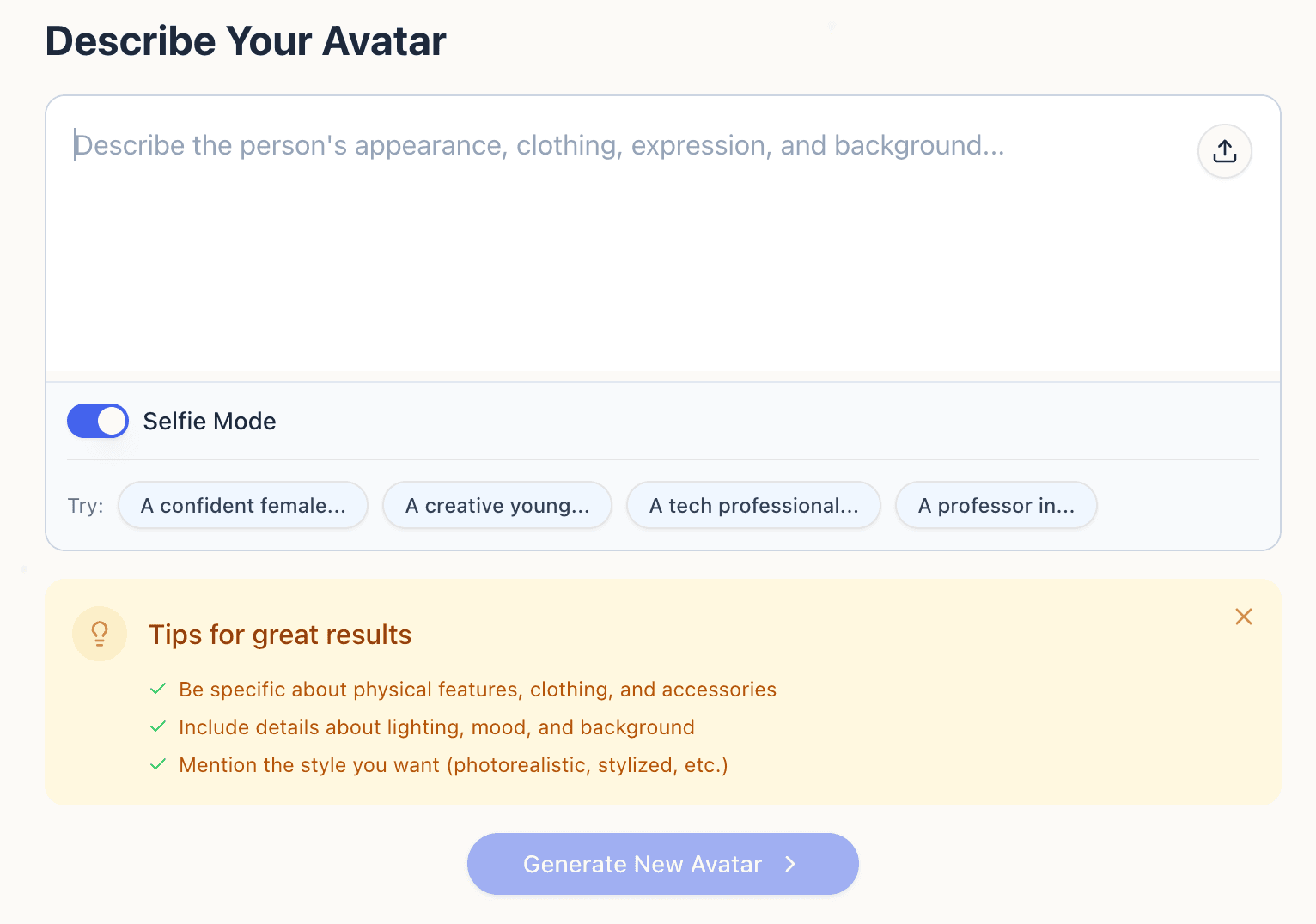 Avatar Creation Interface