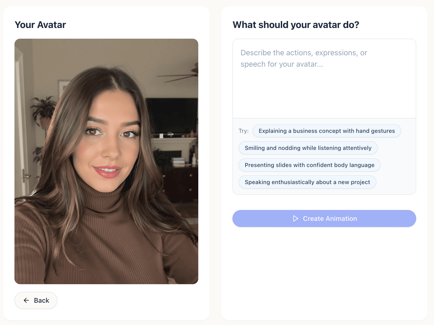 Avatar Video Creation Interface